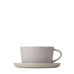 New Blomus Ceramic Stoneware Coffee Cups and Saucers Set of 2 - SABLO