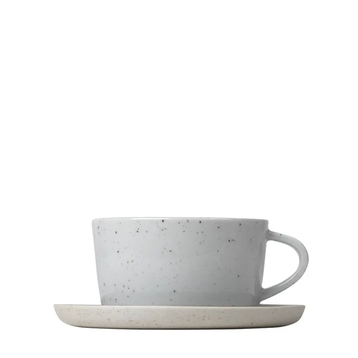 Sale Blomus Ceramic Stoneware Tea Cups and Saucers - Set of 2 - SABLO