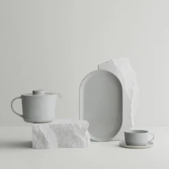 Sale Blomus Ceramic Stoneware Tea Cups and Saucers - Set of 2 - SABLO