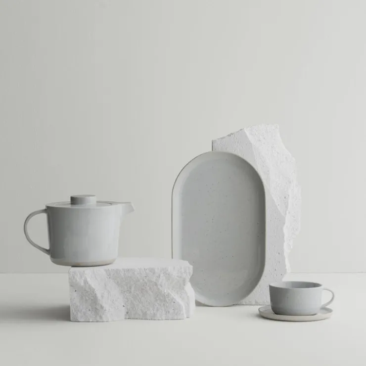 Sale Blomus Ceramic Stoneware Tea Cups and Saucers - Set of 2 - SABLO