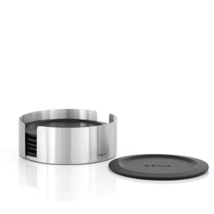 Hot Blomus Coasters With Stainless Steel Holder - Round