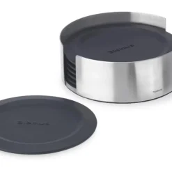 Hot Blomus Coasters With Stainless Steel Holder - Round