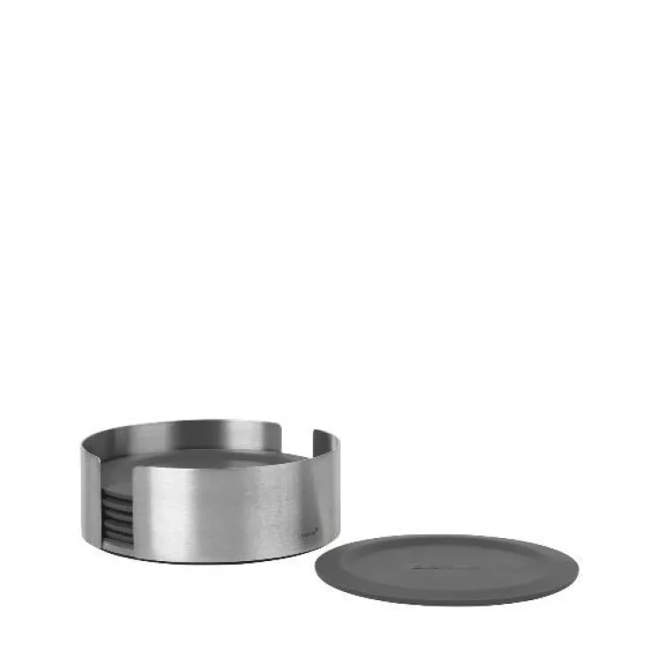 Hot Blomus Coasters With Stainless Steel Holder - Round