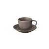 Clearance Blomus KUMI Stoneware Coffee Cups With Saucers - Set of 2 - 6.4 oz / 190ml