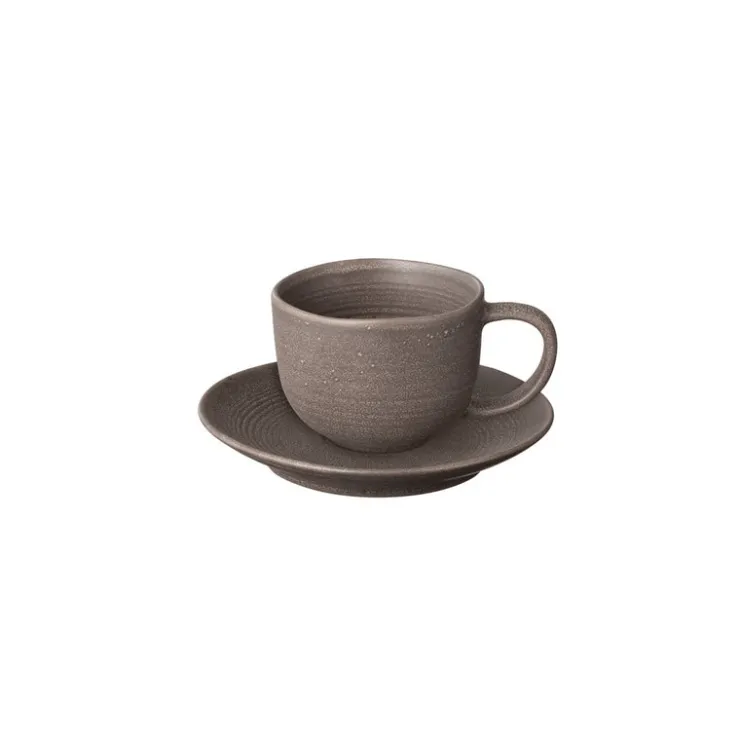 Clearance Blomus KUMI Stoneware Coffee Cups With Saucers - Set of 2 - 6.4 oz / 190ml