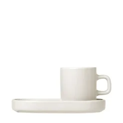 Hot Blomus PILAR Espresso Cups with Trays, Set of 2