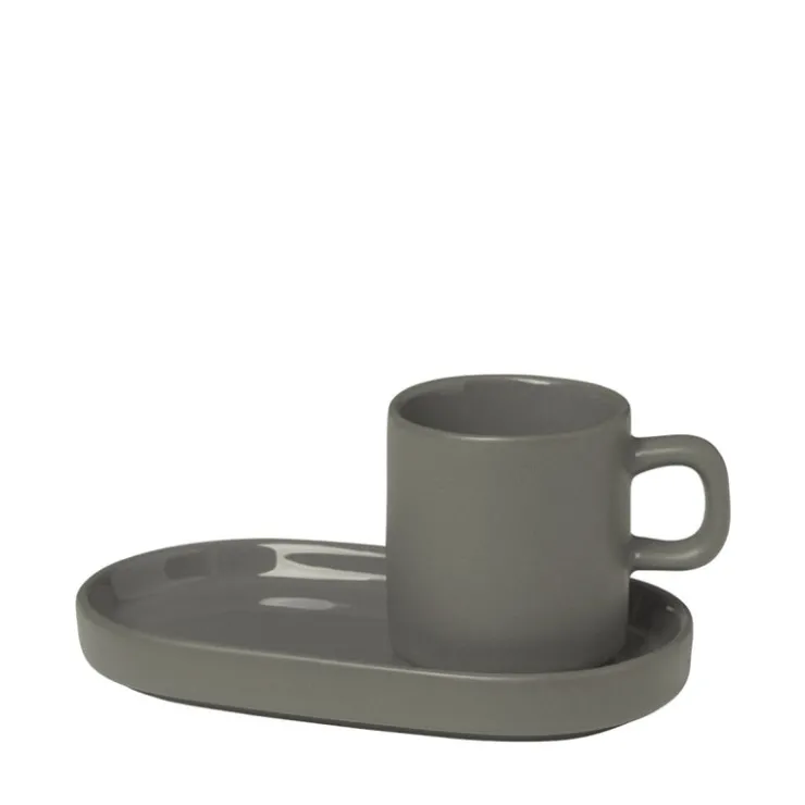 Hot Blomus PILAR Espresso Cups with Trays, Set of 2