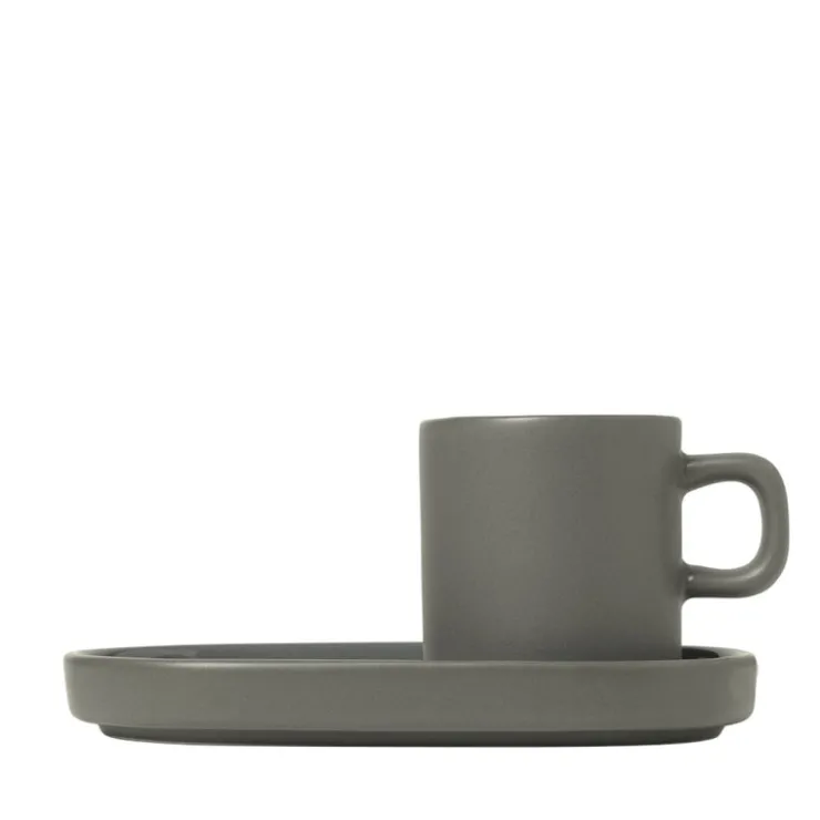 Hot Blomus PILAR Espresso Cups with Trays, Set of 2