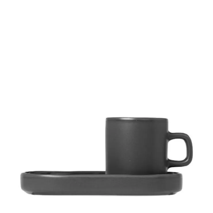 Hot Blomus PILAR Espresso Cups with Trays, Set of 2
