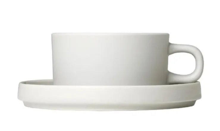 Fashion Blomus PILAR Tea Cups with Saucers, 6 oz, Set of 2
