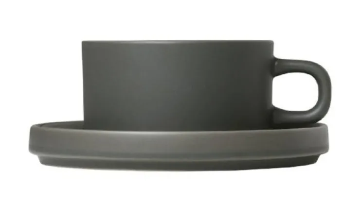 Fashion Blomus PILAR Tea Cups with Saucers, 6 oz, Set of 2