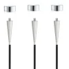 New Blomus Stainless Steel Outdoor Garden Torch - Cone - Polished + Caps Set of 3