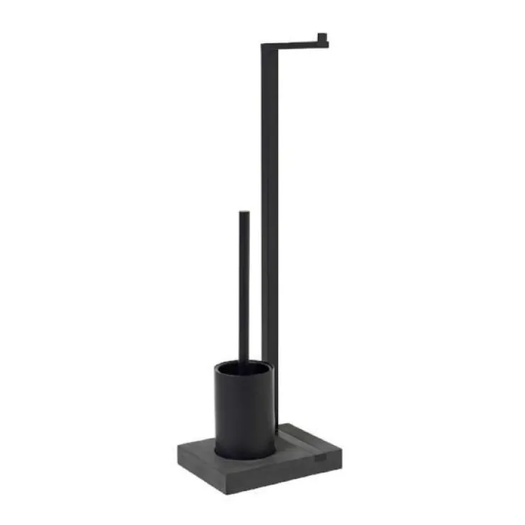 Best Blomus Toilet Butler With Short Brush Holder - 1 Roll - Black
